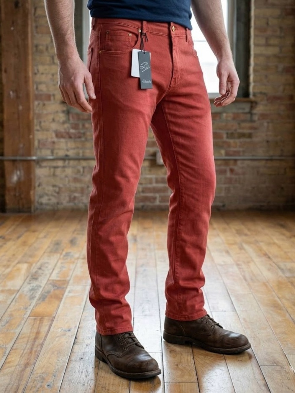 NWT Dario Jeans Rust Red Terracotta Slim Fit Pants Size 38 Statement Bold
